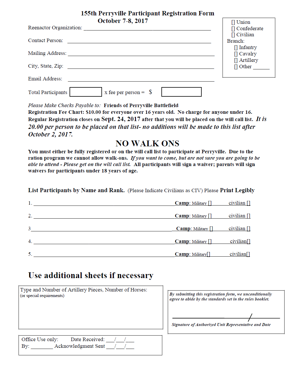 2017 Reenactor Registration